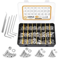 Vigrue 1120 StüCk M2–M5 Senkkopfschrauben A2-70 Set Muttern Scheiben Box