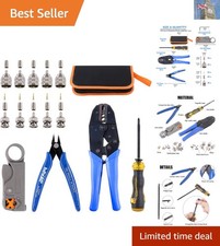Ergonomic Coaxial Tool Set with Crimping Tool, Stripper & 10 BNC Connectors