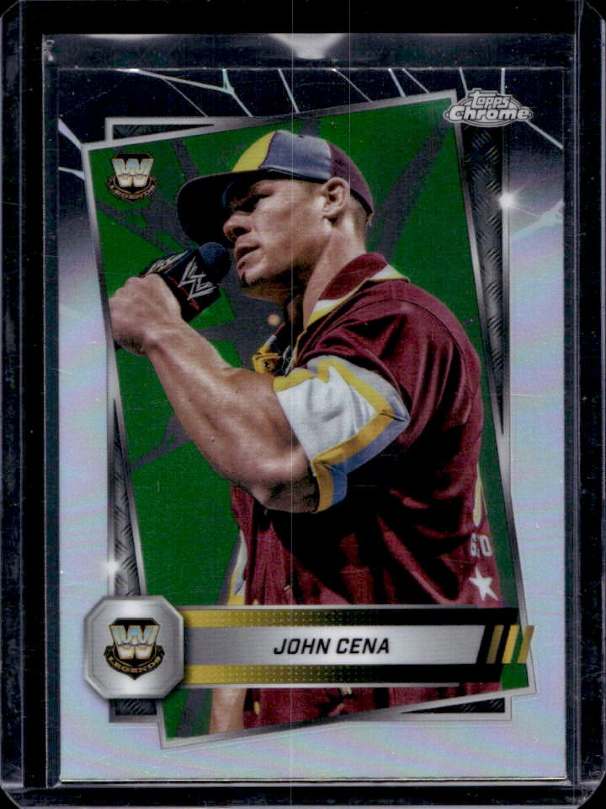 2025 Topps Chrome WWE John Cena Neon Green and Black Refractor #16