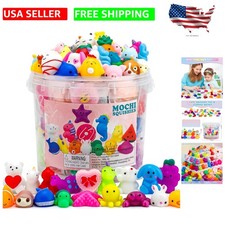 All-Ages 100 Pack Mochi Squishy Toys, Ideal for Easter Baskets and Birthdays
