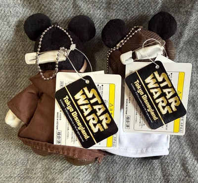 Star Wars Mickey Jedi Knight & Minnie Princess Leia Plush Keychain