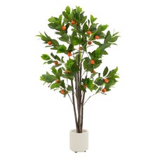 Plante artificielle oranger 130 cm arbre de décoration en plastique pot inclus