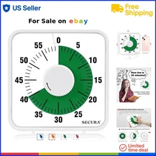 Visual Timer Plastic 7.5 Inch 60 Min Oversize Mechanical Time Management