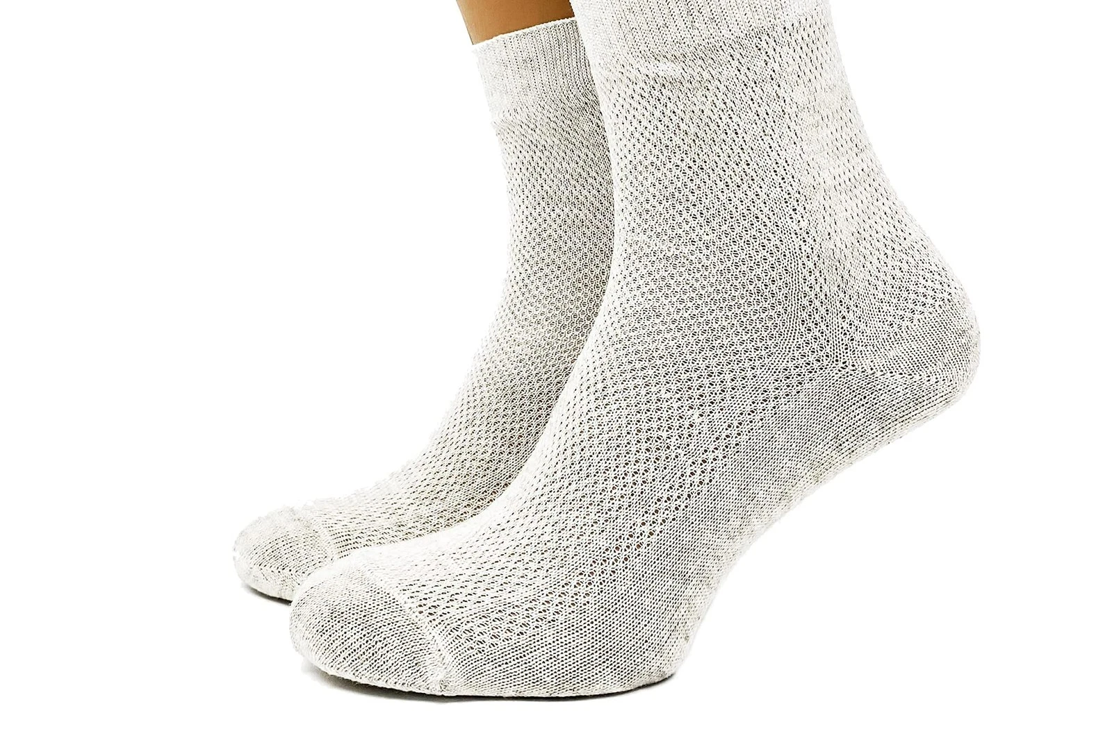 Men’s Quick-Dry Breathable Mesh Organic Linen Socks, 11-13, Pack of 10