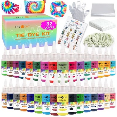 Tie Dye Kit - 32 Vibrant Colors Pre-Filled Bottles Tyedyedye Kit, Permanent N...