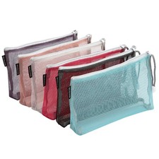 6pcs Multicolored Portable Travel Toiletry Pouch Nylon Mesh Cosmetic Makeup O...