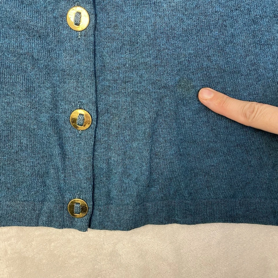 True Vintage Saks Fifth Avenue Women’s Cashmere Cardigan Sweater 39x22.5 Teal - Image 3 of 4