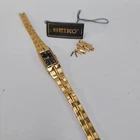 Vintage Seiko Women's Tank Gold-Tone / Black Dial Rectangular Watch -New Battery
