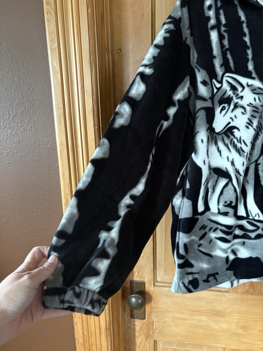 Kokopelli Fleece Jacket Womens XL Wolf AOP Southwestern Full Zip