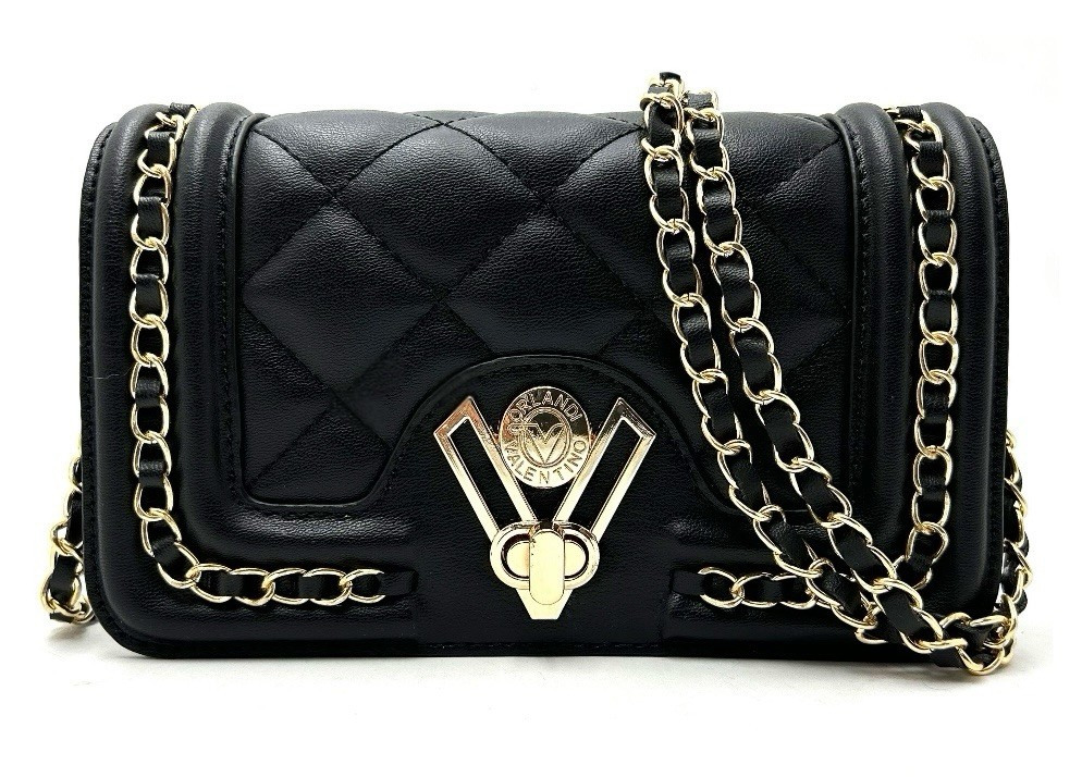 【未使用】VALENTINO VINTAGE TOTE GOLD CHAIN VALENTINO ORLANDI Black Quilted Bag Purse Gold Chain Shoulder