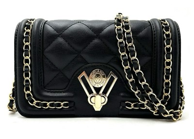 VALENTINO ORLANDI Black Quilted Bag Purse Gold Chain Shoulder Strap MSRP $149