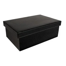 Wald Imports 7109-BLK Embossed Paperboard Box with Lid Black Pack of 2