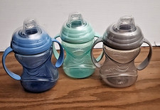 Lot of 3 Nuby No-Spill Clik-It Soft Spout Sippy Cup 3 Piece No Spill A2