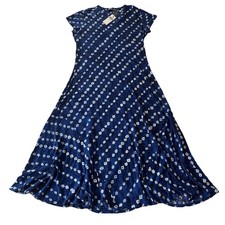 Polo Ralph Lauren XXL Linen Maxi Dress All Over Graphic Blue Round Neck NWT