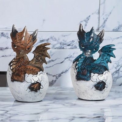 2-PC Set 4''H Dragon Cup Figurine Ornament Home Decor Unique Gift