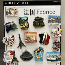 France Travel Souvenir Magnet – Paris Arc de Triomphe Notre-Dame Eiffel Decor