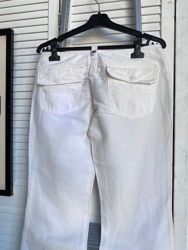 Vintage Diesel Linen Pants White Low Waist Flared Y2K Women’s Size 27 - Picture 8 of 23