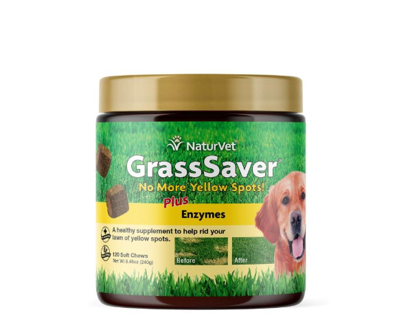 NaturVet Grass Saver Natural Enzymes for Dogs - No More Yellow 120 Chews