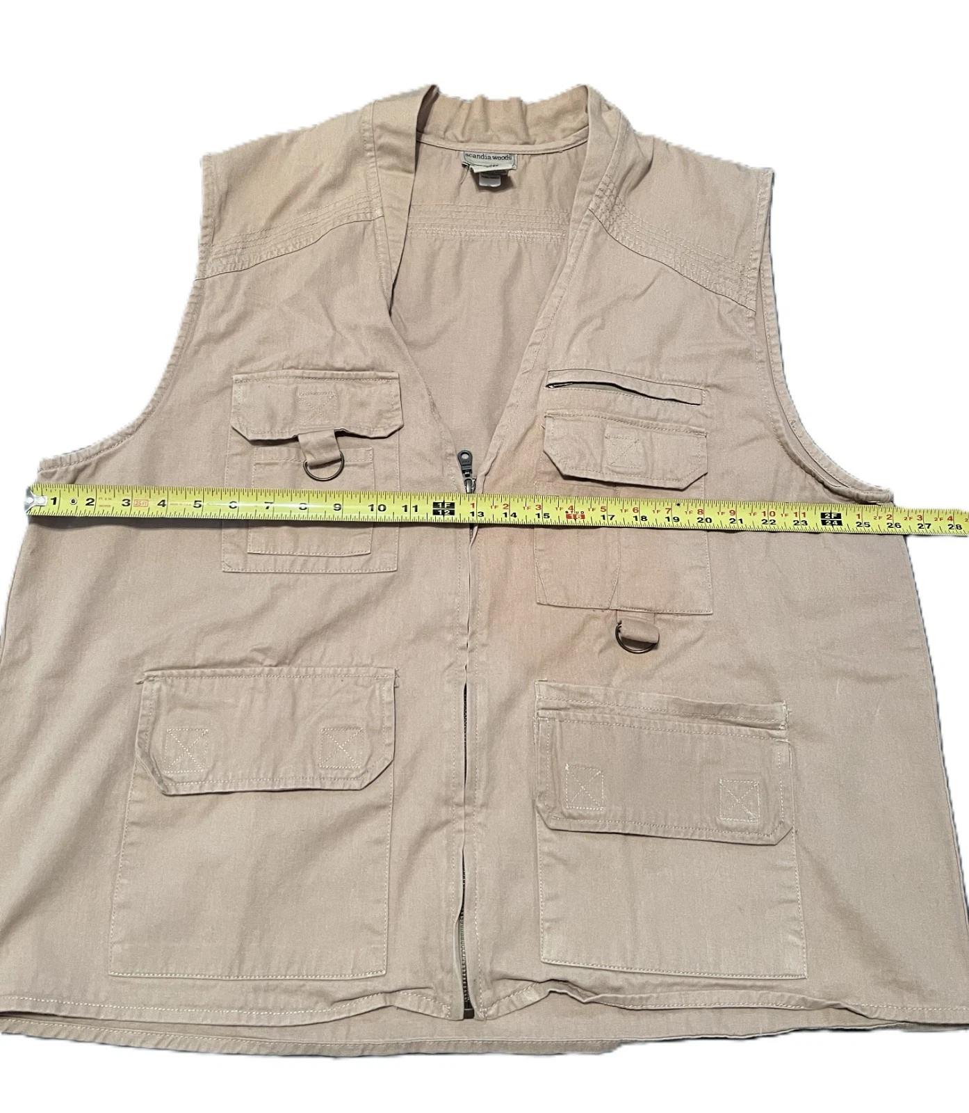Scandia Woods Fishing Hiking Hunting Outdoor Vest w/Pockets, Brown, Men's XLG