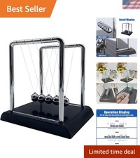 Newtons Cradle Balance Balls, Swinging Balls with Black Base, Science Physics...