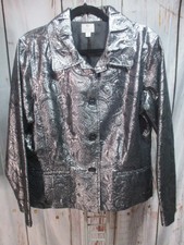 NWT Chico's 2 / M Silver Metallic Blazer Jacket Dress Evening