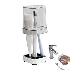 Toothbrush Holder with Cup/Cover Contains 3 Slots, Compatible with Conventional