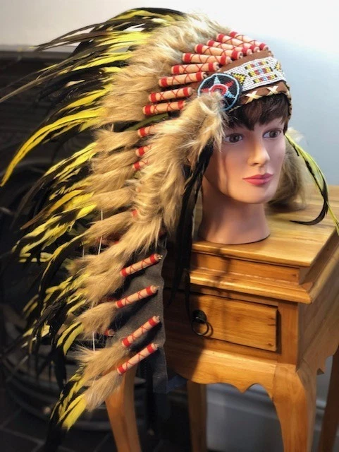 Indian Headdress Native American Feather Headress War Bonnet - Image 3 of 4