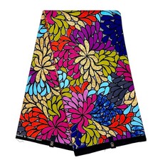 African Fabric/ Ankara - Blue, Pink, Orange 'Omolara Bloom', YARD or WHOLESALE