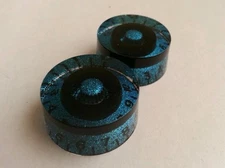 2 Guitar speed volume / tone knobs. Black/Blue flake.. JAT CUSTOM GUITAR PARTS