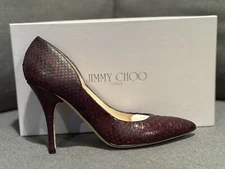 Jimmy Choo Snakeskin Stilettos Pumps Size EUR 37 1/2 US 7.5 Made In Italy