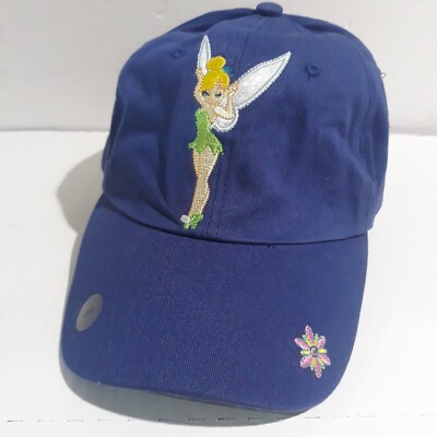 Disney Store Tinker Bell Cap Blue Cotton Strap Adjustable Adult Hat One Size NWT