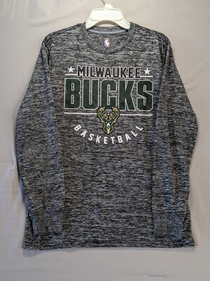 Milwaukee Bucks Basketball NBA Mens Active Tee Gray Heathered T Shirt Sz Medium