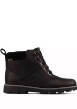 Image of Clarks Heath Go GTX Boys Black Leather Ankle Boots UK Size 12 G EU 30