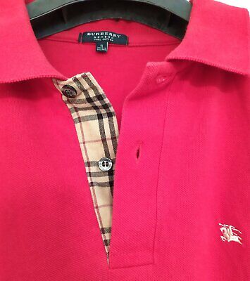 Burberry Polo Shirt Men'S Red Short Sleeve London 100% Cotton Check Nova  Size S | eBay