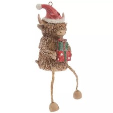 Highland Cow with Presents Christmas Tree Ornament Western Country Ranch XMAS