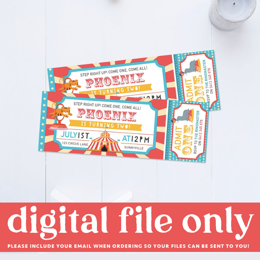 Printable Birthday Invitation Circus Theme Admission Ticket Boy's Digital Invite | eBay printable-birthday-invitation-circus-theme-admission-ticket-boy-s-digital-invite-ebay