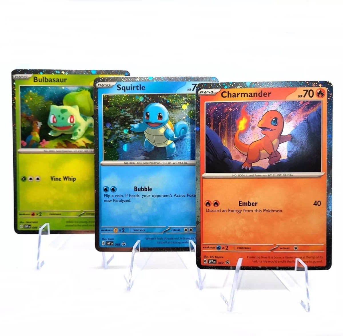 Pokemon Card 151 Bulbasaur, Charmander, Squirtle Holo Cosmos Promo