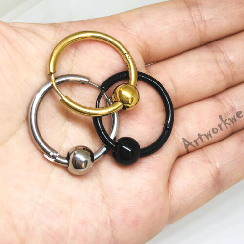 Pendientes de aro con bisagras de acero inoxidable de 20 mm para hombre y mujer - Imagen 3 de 7