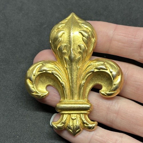 Vintage Ben-Amun 1980s Fleur De Lis Gold Tone Large 2.6" Tall Brooch Pin 27grams - Picture 9 of 20