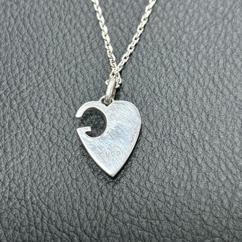 GUCCI Necklace Pendant Silver 925 Charlotte Heart Motif G Women SV925 - Picture 3 of 9