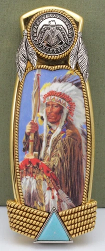 Franklin Mint Limited Edition American Indian Chief Crazy Horse Pocket Knife