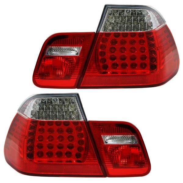 LED RüCkleuchten Heckleuchten FüR BMW 3Er E46 Limo Bj. 01-05 Rot/Chrom-image