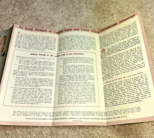 1947 HEMPHILL, NOYES & CO. Kapitalgewinne und -verluste Arbeitsblatt Heft UNBENUTZT - Bild 3 von 15