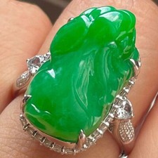 New Green Lucky Pixiu Ring Opening Adjustable