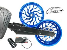 NINJA 300 FAT TIRE KIT CANDY BLUE HELLIAN WHEELS 06-11 KAWASAKI NINJA ZX-14
