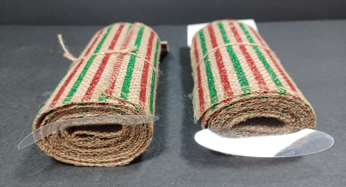 2 Ashland Burlap Wrap Natural Garland Red and Green 5ft One Roll Craft Country - Picture 4 of 7