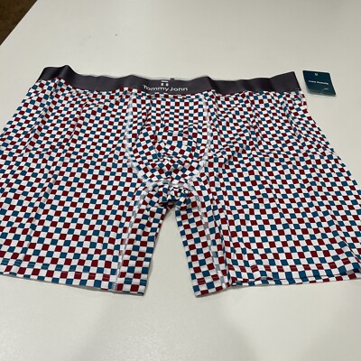 Tommy John Second Skin Mid-Length Boxer Brief 6'' Rio Red Checkmate 2XL