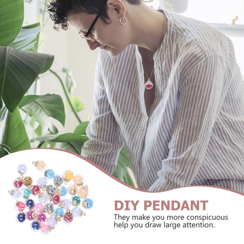 60 Pcs Charm Jewelry Making Charms Glass Ball Pendant Sequin Filled