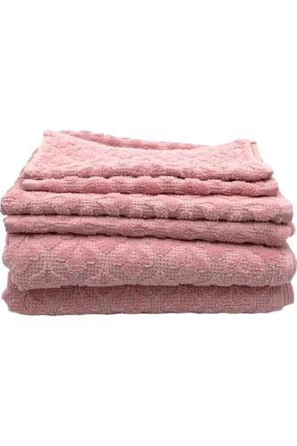 Northern Nights 6 piece 100% Cotton Jacquard Towel Set Antique Rose