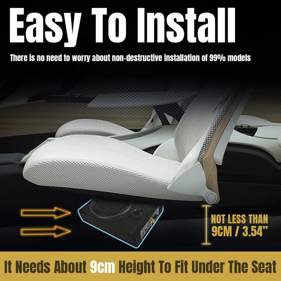 xytool 8''Auto Aktiv Subwoofer Bassbox mit Verstärker KFZ Untersitz Lautsprecher - Bild 2 von 4